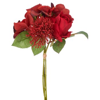 Rosen-Hortensien-Mix Bund, 30cm, dunkelrot