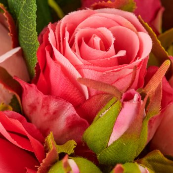 Bouquet of roses x18 with paper, 30cm, pink, with paper