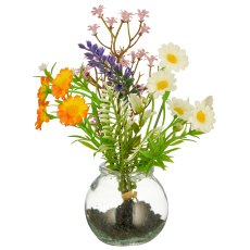 Ministräußchen, 20cm, bunt, im Glas 6x6x7cm