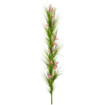 Grasaufleger mit Blüten, 138cm, rosa