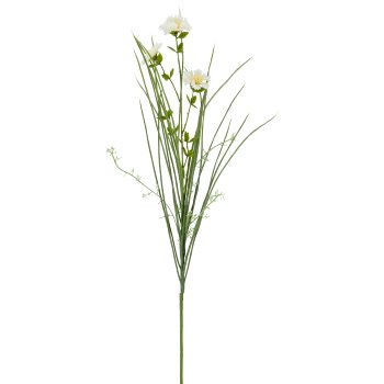 Graszweig mit Nelken, 71cm, weiß