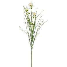 Graszweig mit Nelken, 71cm, weiß