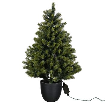 Tannenbaum, 60cm, grün 135 Tips, 50 LED, im Kunsstofftopf 16x15cm