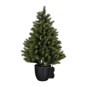 Tannenbaum, 90cm, grün, 287 Tips, 100LED mit Batteriebox, im Kunststofftopf 19x18cm