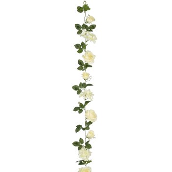 Rosen-Mix-Girlande, 180cm, weiß