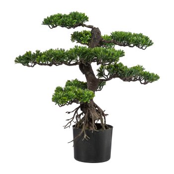 Bonsai, ca 65cm, grün, Kunststoff, im Topf 14x12cm schwarz