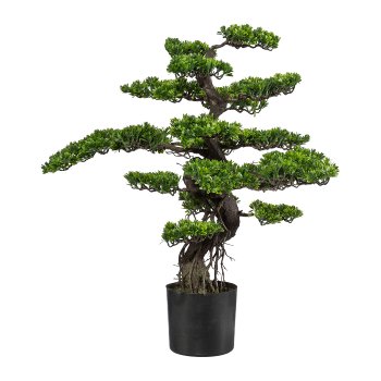 Bonsai, ca. 90cm, green, plastic, in pot 19x17cm black