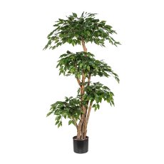 Ficus Benj. x5, ca 170cm grün, Naturstamm, im Topf, Kunststoffblätter
