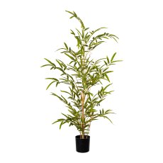 Bambus Miniblatt ca 90cm grün, 405 Kunststoffbl., Naturstamm, im Kunststofftopf 10x9,5cm
