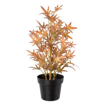 Kunststoffpflanzen, ca 23-25cm herbstbraun 3fa sort., im Kunststofftopf schwarz 7,5x6cm