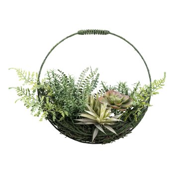 Decorative wire wreath Ø 35cm green to hang with grasses and succulents