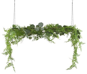 Decorative hanger, green, ca 45cm on metal frame black 70x30cm