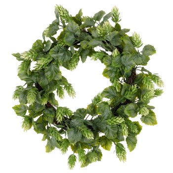 Hop wreath, Ø36x8cm, green, on Mühlenbeckia
