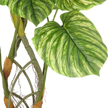Philodendron mamei x10, ca. 120cm, grün, Kunststoff, im grauen Kunststofftopf