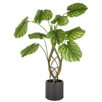 Philodendron mamei x10, ca. 120cm, grün, Kunststoff, im grauen Kunststofftopf