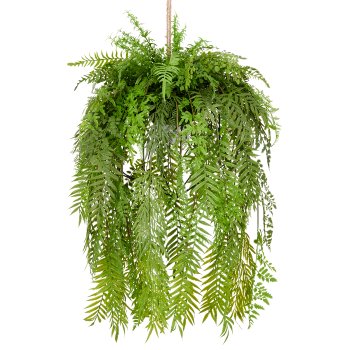 Decorative pendant light fern mix, ca.80x40cm, green, E27 socket, 1.5m supply cable