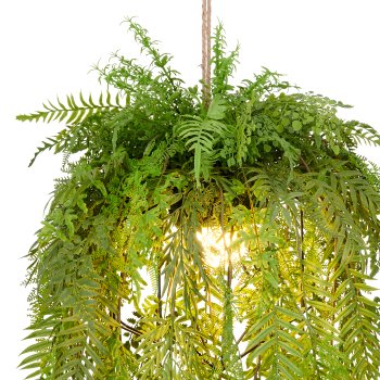 Decorative pendant light fern mix, ca.80x40cm, green, E27 socket, 1.5m supply cable