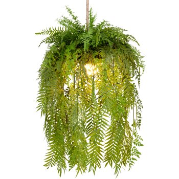Decorative pendant light fern mix, ca.80x40cm, green, E27 socket, 1.5m supply cable
