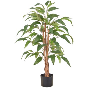 Mangobaum, 100cm, grün, Naturstamm, im Topf - Kunstblumen, Kunstpflanzen & Deko
