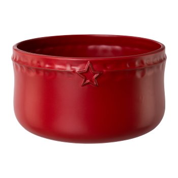 Ceramic Bowl Star Decor, 17x9 cm, Red