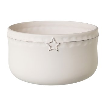 Ceramic Bowl Star Decor, 17x9 cm, White