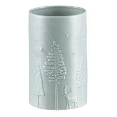 Ceramic vase, cylinder, deer landscape, 18x11x11cm, mud