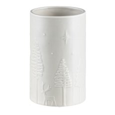 Ceramic vase, cylinder, deer landscape, 18x11x11cm, wheat