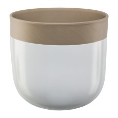 Ceramic Pot 2 Colours, Bottom Glazed, H20,5cm, D24cm, White