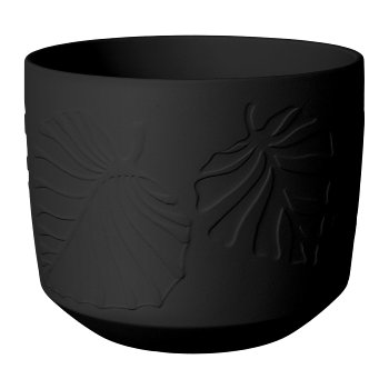 Terracotta Cachepot PALM, mat 14x14x12cm, Black