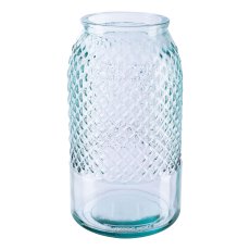 Glass Vase Diamond Cut MARIN, 28x15x15cm, clear, Recycled