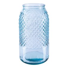 Glas Vase Diamentenschliff MARIN, recycelt, 28x15x15cm, grau