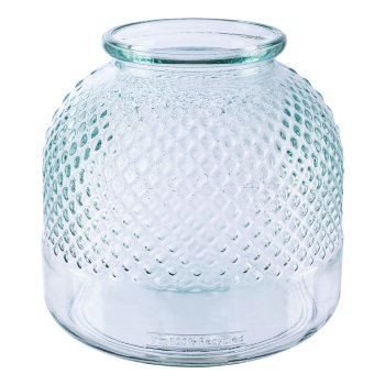 Glass jar diamond cut MARIN, 24x24x24cm, clear, Recycled