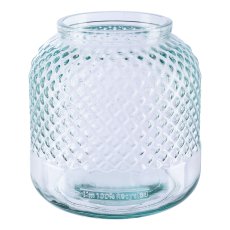 Glass jar diamond cut MARIN, 19x19x19cm, clear, Recycled