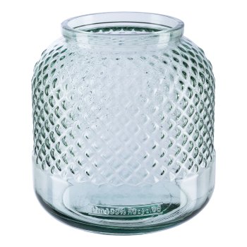 Glass jar diamond cut MARIN, 19x19x19cm, green, Recycled