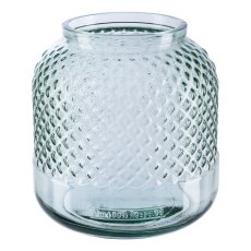 Glass jar diamond cut MARIN, 19x19x19cm, green, Recycled