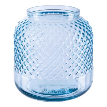 Glass jar diamond cut MARIN, 19x19x19cm, grey, Recycled