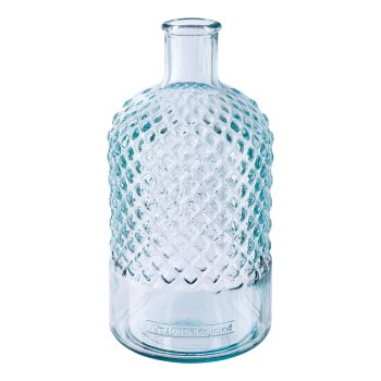 Glas Flaschenvase Diamentenschliff MARIN, recycelt, 22x12x12cm, klar
