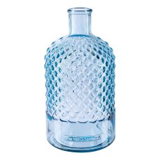 Glass Bottle Vase Diamond Cut MARIN, 22x12x12cm, grey, Recycled