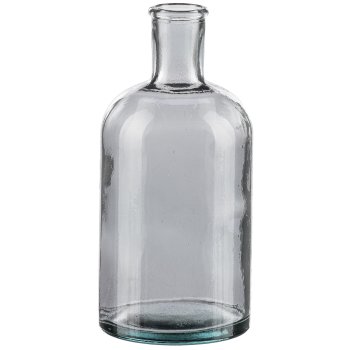 Glass Bottle Vase RIZZLE, 9x20cm, Grey, Recycled