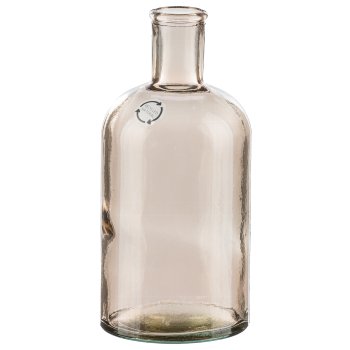 Glas Flaschenvase RIZZLE, recycelt, 9x20cm, Hellbraun