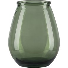 Glass vase OPUS, recycled, 23x19x19cm, dark green