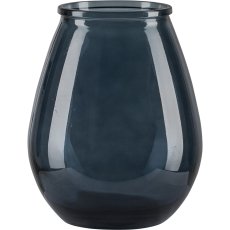 Glass vase OPUS, recycled, 23x19x19cm, royal blue