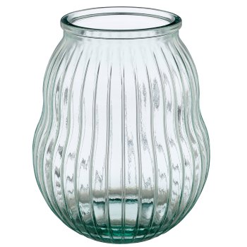 Glasgefäß HURRICANE, geriffelt, recycelt, 19x19x23cm, transparent