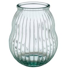 Glasgefäß HURRICANE, geriffelt, recycelt, 19x19x23cm, transparent