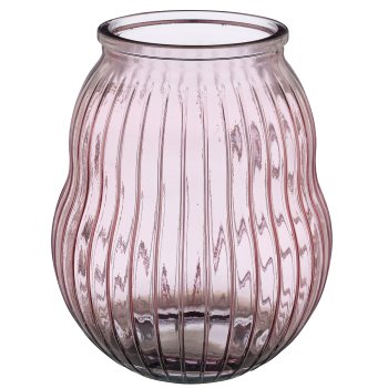 Glasgefäß HURRICANE, geriffelt, recycelt, 19x19x23cm, rosa pfeffer