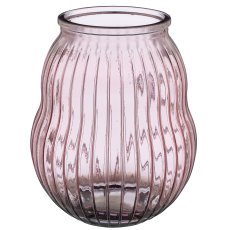 Glasgefäß HURRICANE, geriffelt, recycelt, 19x19x23cm, rosa pfeffer