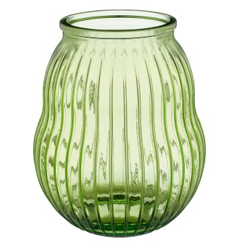 Glass jar HURRICANE, fluted, recycled, 19x19x23cm, green