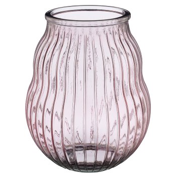 Glasgefäß HURRICANE, geriffelt, recycelt, 30x30x36cm, rosa pfeffer