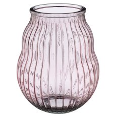 Glasgefäß HURRICANE, geriffelt, recycelt, 30x30x36cm, rosa pfeffer