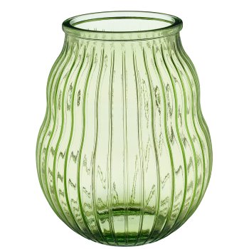 Glass jar HURRICANE, fluted, recycled, 30x30x36cm, green